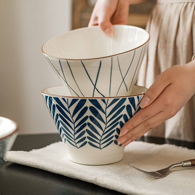 Underglaze Ceramic Noodle Bowl - 7 Inch
