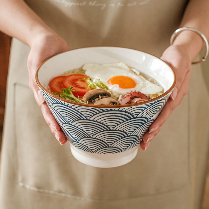 Underglaze Ceramic Noodle Bowl - 7 Inch