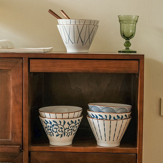 Underglaze Ceramic Noodle Bowl - 7 Inch