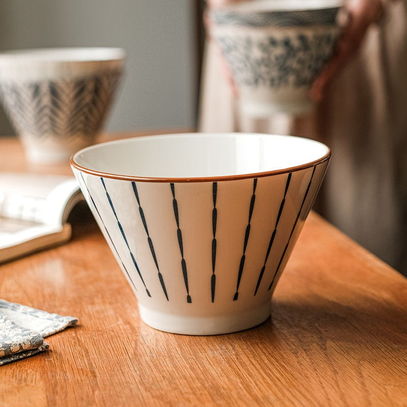 Underglaze Ceramic Noodle Bowl - 7 Inch