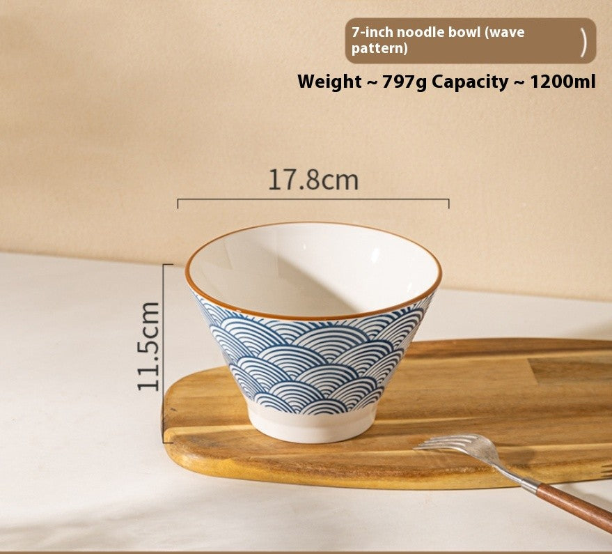 Underglaze Ceramic Noodle Bowl - 7 Inch