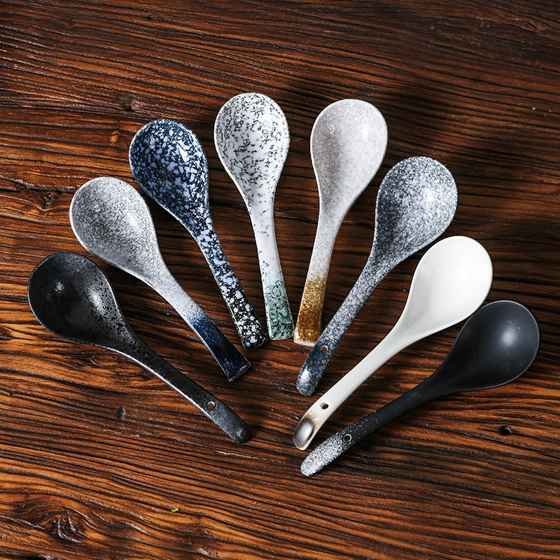 Long-Handle Ceramic Ladle - Glazed Finish
