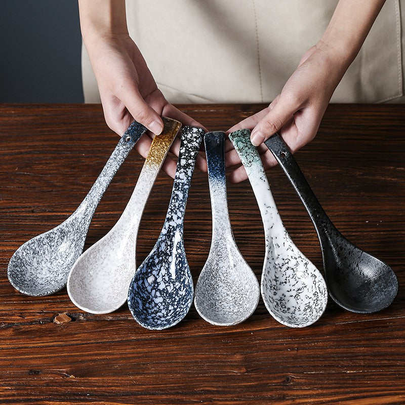 Long-Handle Ceramic Ladle - Glazed Finish
