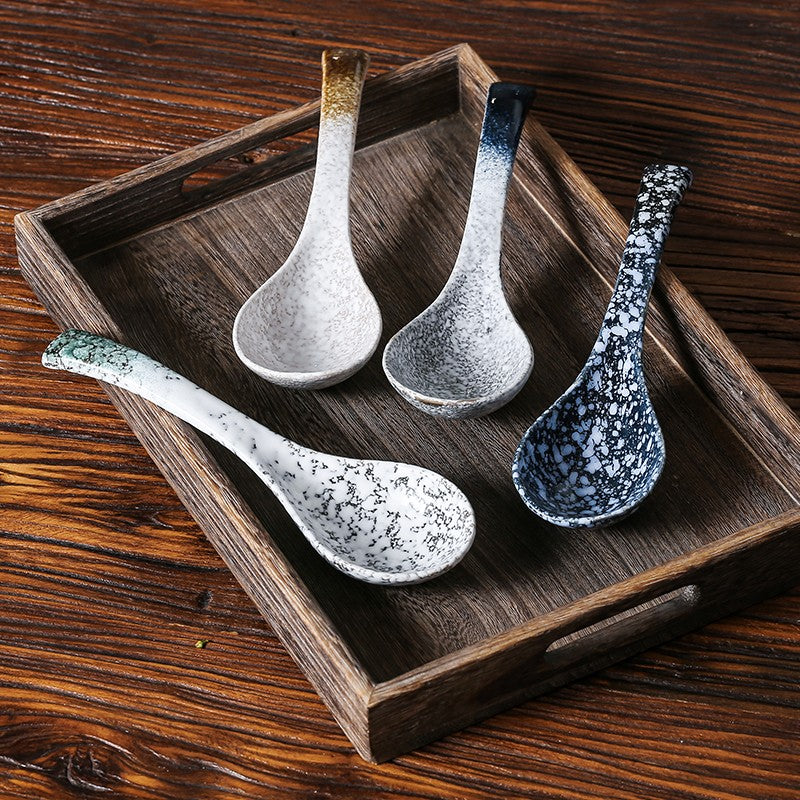 Long-Handle Ceramic Ladle - Glazed Finish