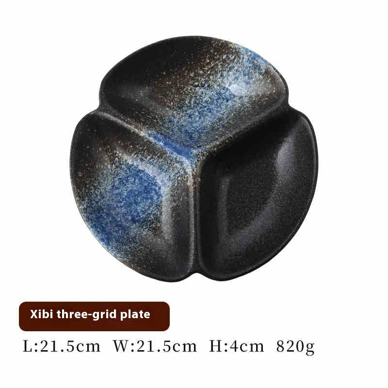 Three-Section Ceramic Plate - Japanese-Style Design
