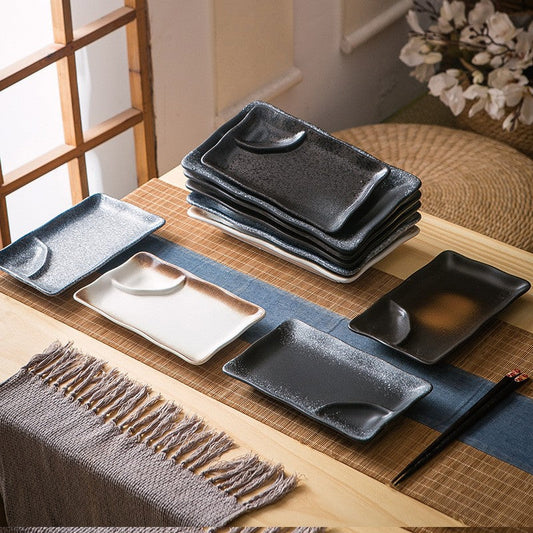 Rectangular Divider Ceramic Dipping Plate