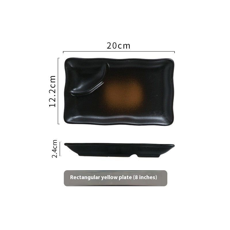 Rectangular Divider Ceramic Dipping Plate