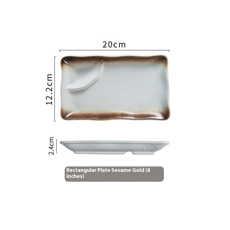 Rectangular Divider Ceramic Dipping Plate