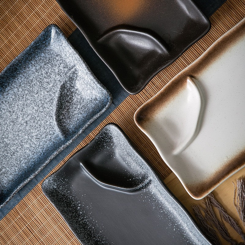 Rectangular Divider Ceramic Dipping Plate