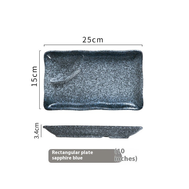 Rectangular Divider Ceramic Dipping Plate
