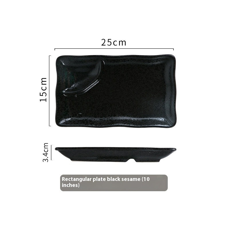 Rectangular Divider Ceramic Dipping Plate
